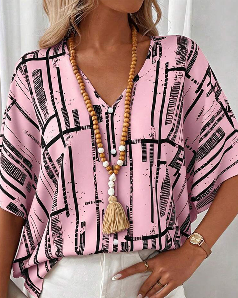Blouse V-Hals Lijn Vleermuis Mouw