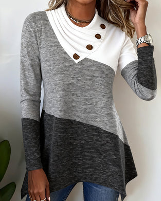 Modieuze Top Met Contrastkleur En Patchworkdetails