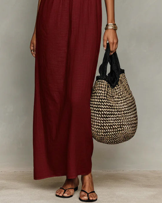 Jurk Contrastkleur Recht Maxi