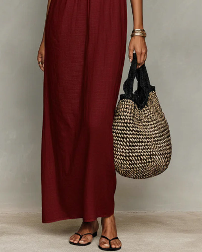 Jurk Contrastkleur Recht Maxi