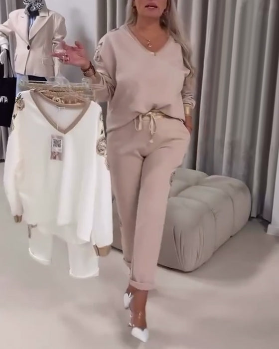 Pak Lange Mouwen V-hals Casual Trui