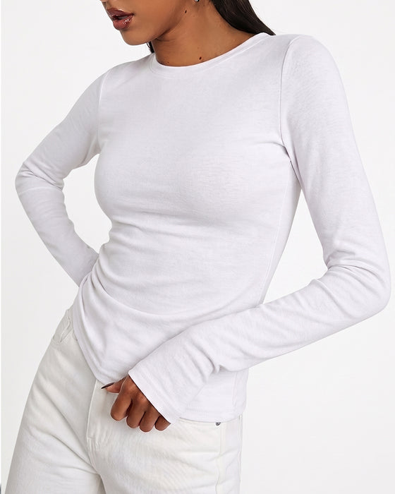 T-Shirt Ronde Hals Slim Fit Lange Mouw Effen