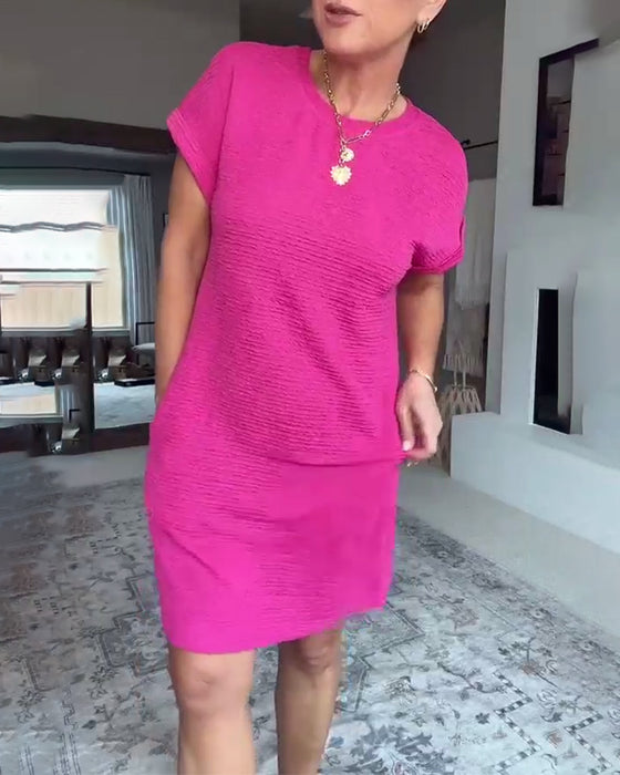 Jurk casual korte mouw ronde hals