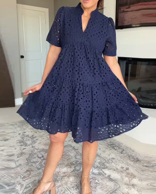 Jurk Staande Kraag Uitsnijding A-Lijn