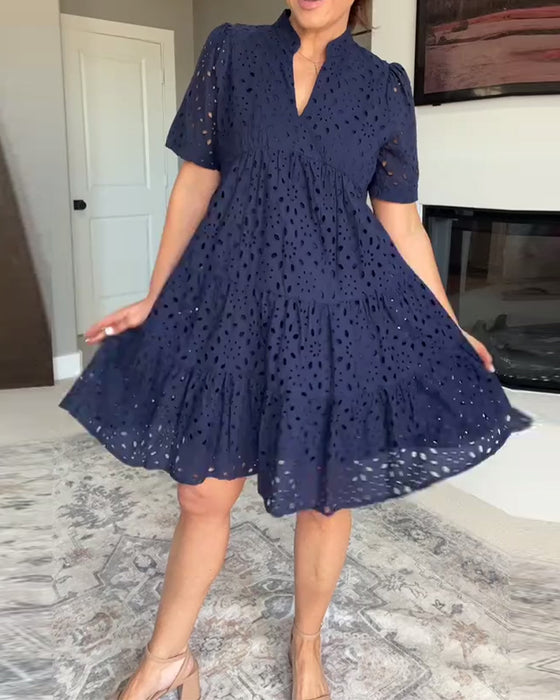 Jurk Staande Kraag Uitsnijding A-Lijn