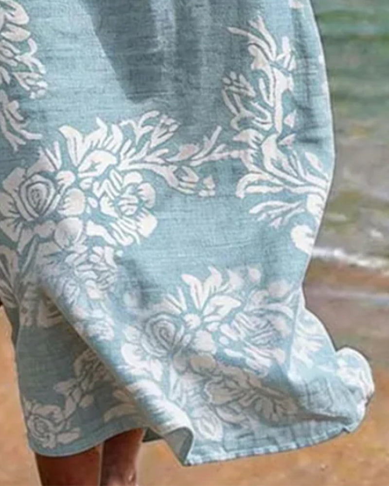 Jurk Ruffle Drie-Knoop Print A-Lijn