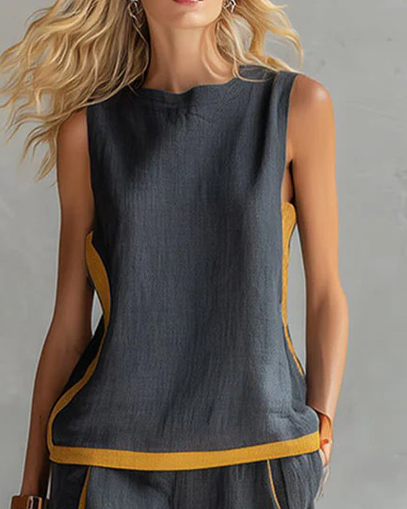 Tweedelig Set Mouwloos Casual Color-Block