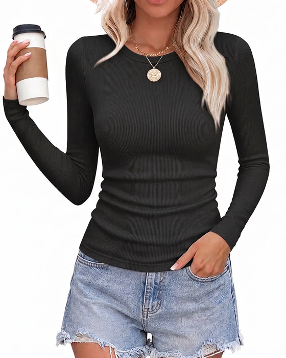 Top Slim Fit Lange Mouw Ronde Hals