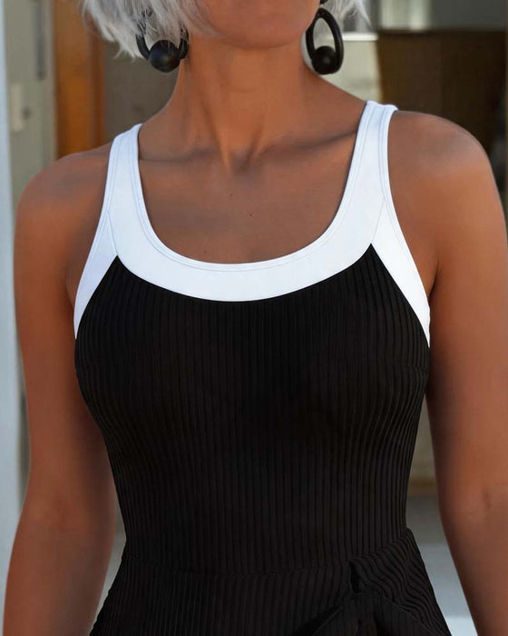 One-Piece Contrastkleur Streepstrook