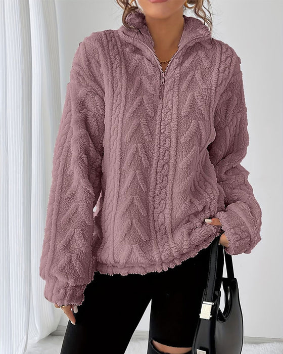 Sweatshirt Dubbelzijdig Fleece Halve Rits