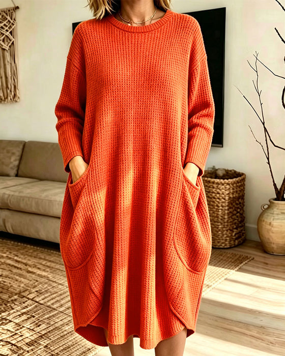 Sweater Dress Stijlvol Lange Mouw Zak