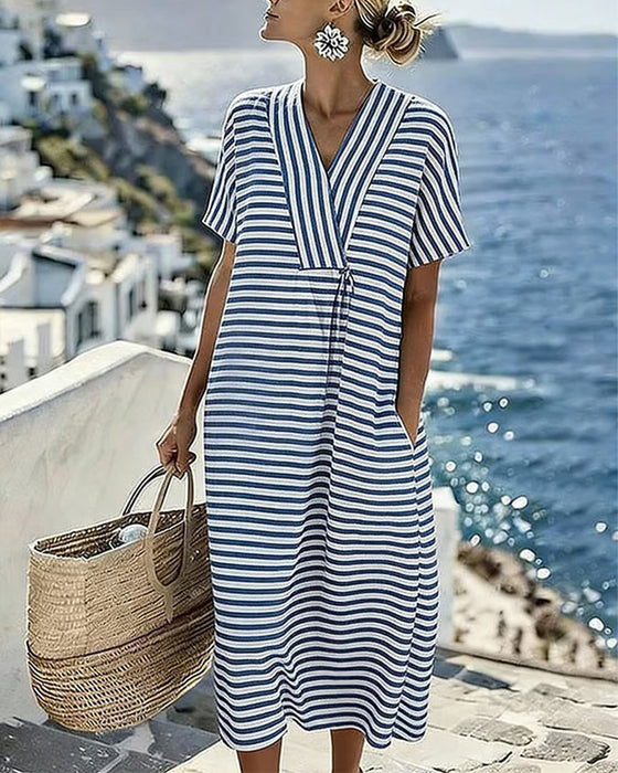 Casual Gestreepte Jurk V-Hals