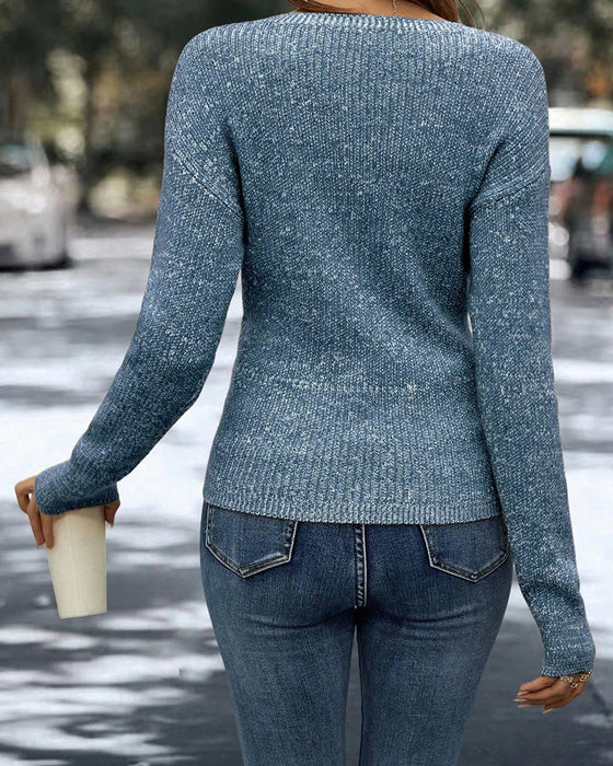 Trui Elegante V-Hals Gerimpeld