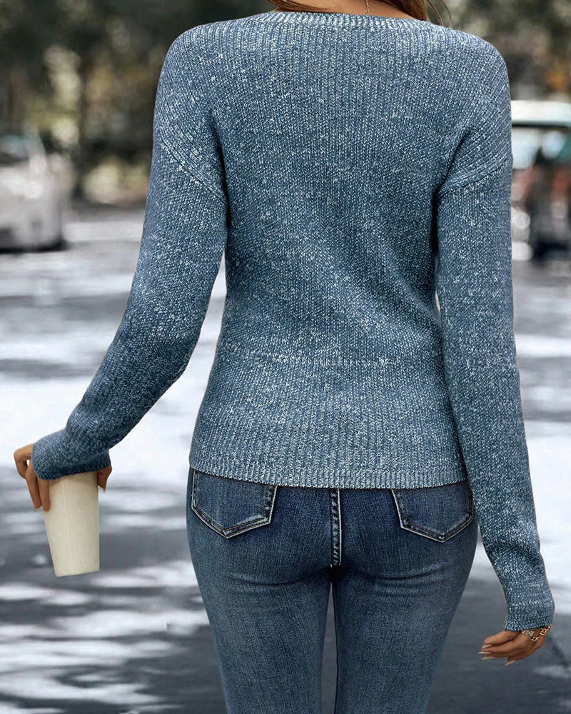 Trui Elegante V-Hals Gerimpeld