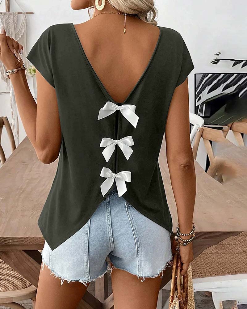 T-Shirt V-Hals Rug Strik