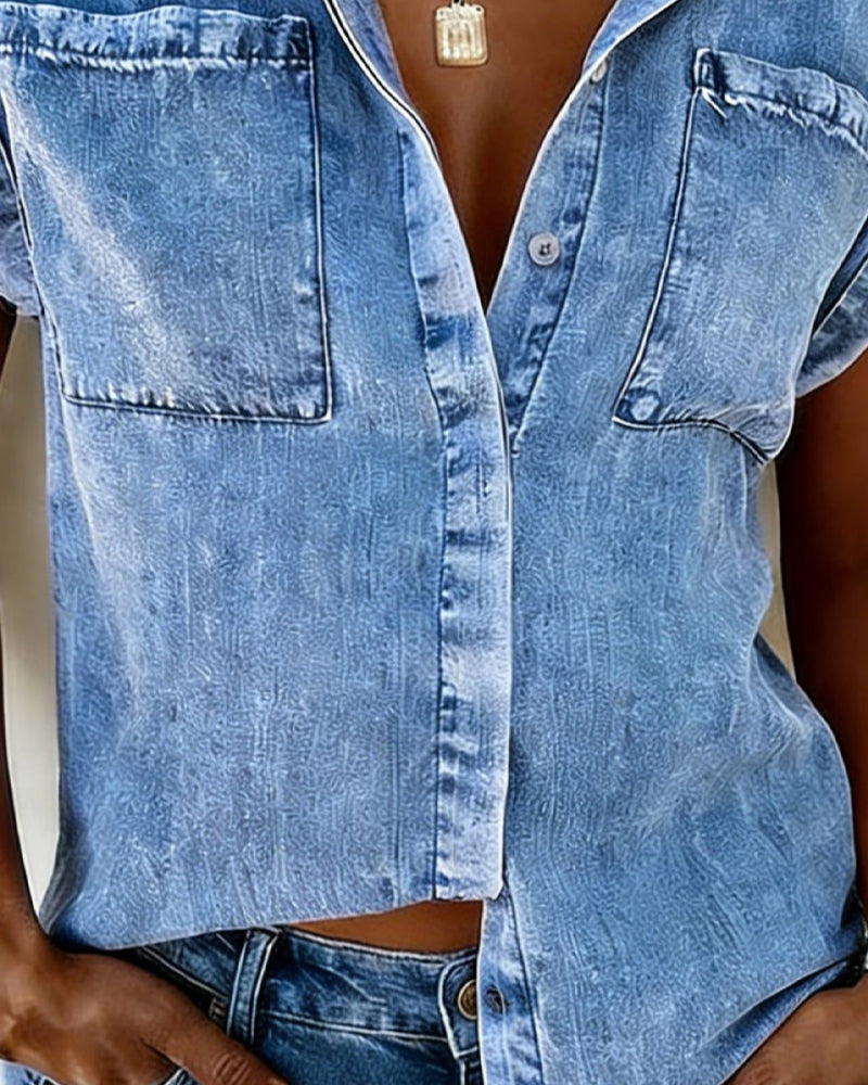 Overhemd Denim Zak Revers