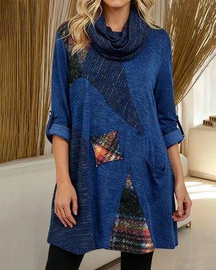 Casual Jurk Met Coltrui En Colorblock