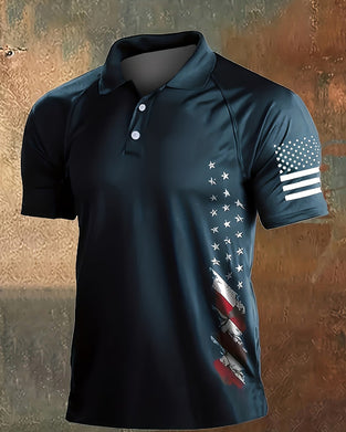T-Shirt Kraag Sterren En Strepen Korte Mouw