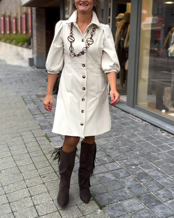 Jurk Met Kraag En Driekwartmouwen