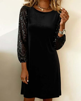 Jurk Glitter Panelen Fluweel Shift