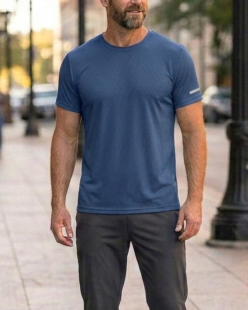 Heren T-Shirt Effen Kleur Korte Mouw Sportief