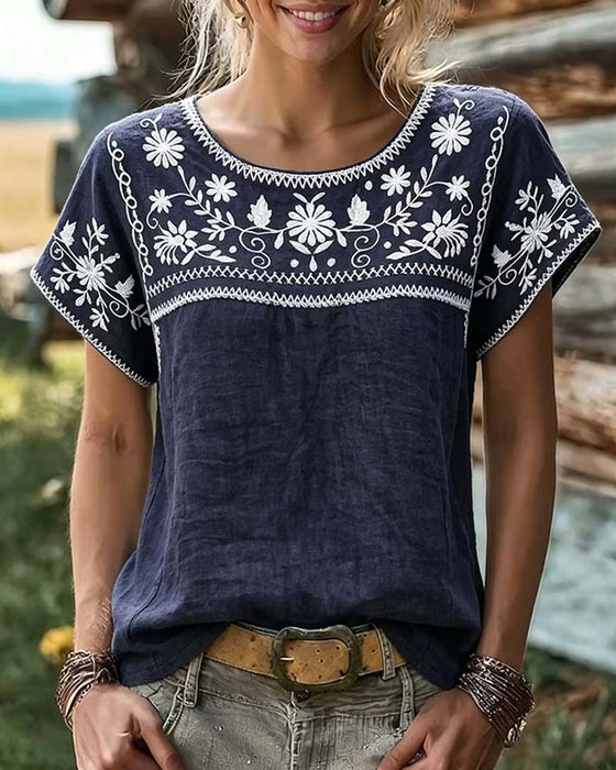 Blouse Daisy Vine Rondhals Los Casual