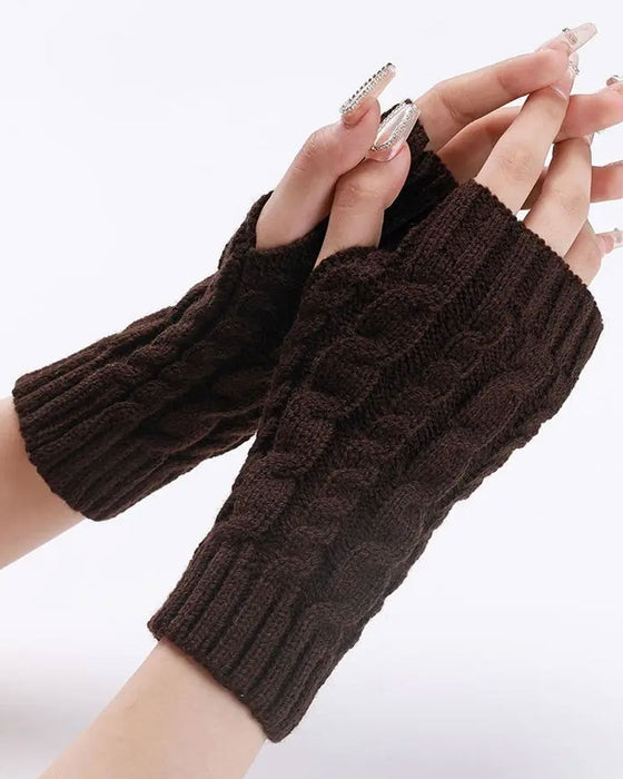 Kabelgebreide Vingerloze Handschoenen