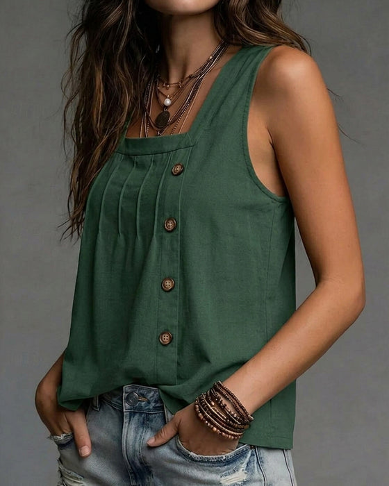 Tank Top Vierkante Hals Zijknop