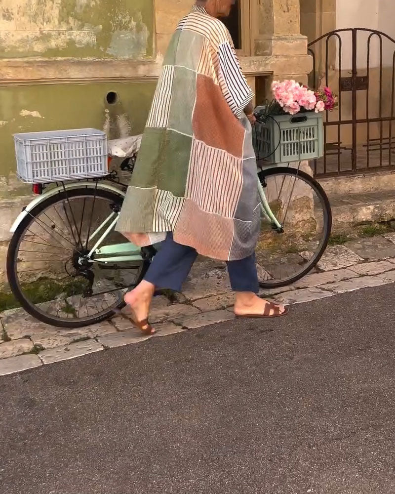 Jurk Geruit Gestreept Patchwork Los