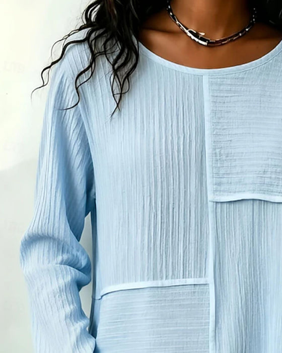 Blouse Lange-Mouw Lapwerk Ronde-Hals