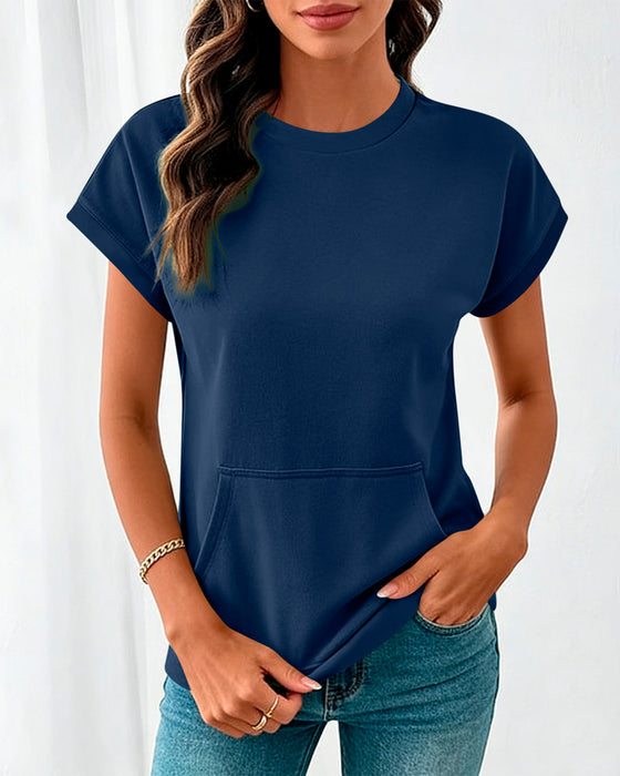 Blouse Voorzak Effen Ronde Hals