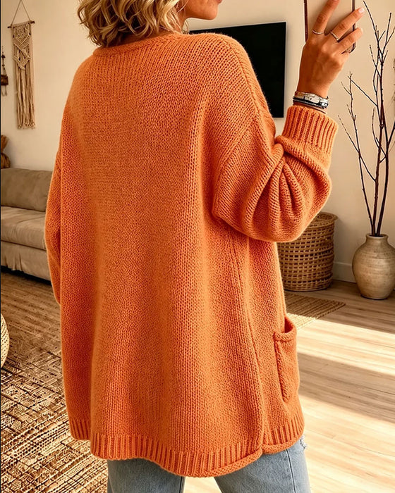 Pullover Los V-Hals Verlaagde Schouder