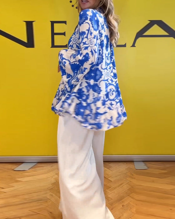 Blouse met lange mouwen en frisse print