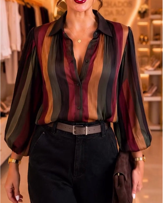 Blouse Retro Streep Pofmouw