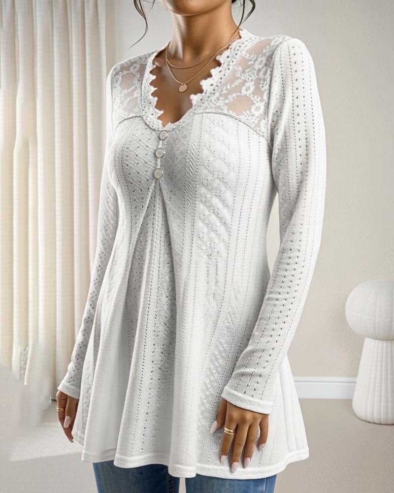 Top Kant Paneel V-hals Dichtgeknoopt