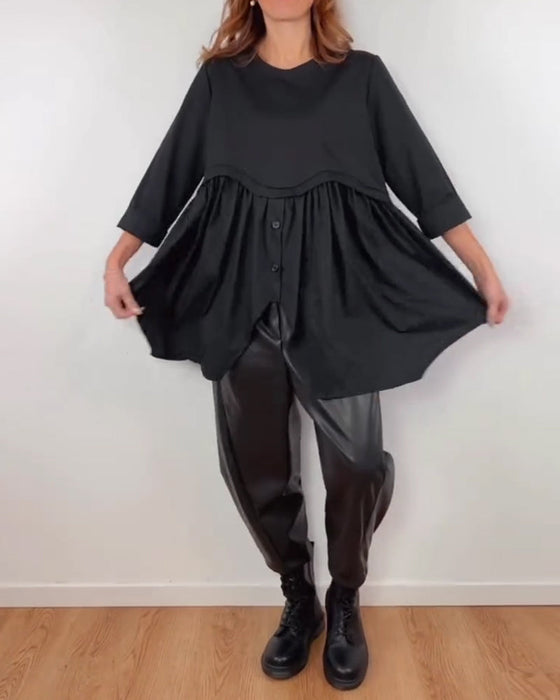 Blouse Onregelmatige A-Lijn Geplooid