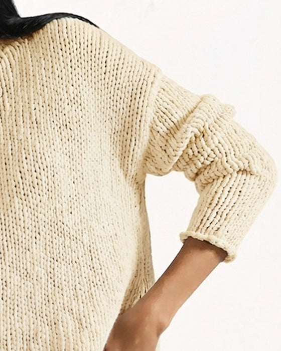 Pullover Ronde Hals Kort Lange Mouw Effen