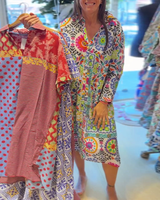 Jurk Lange Mouwen Bohemien Print