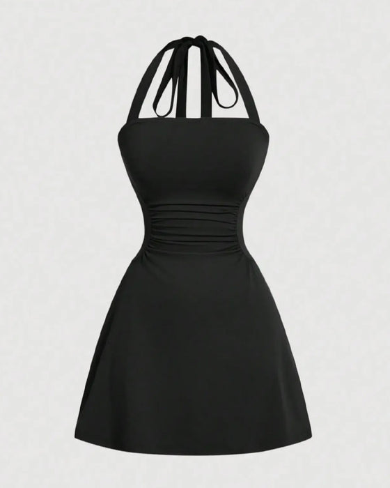 Jurk Halterneck Bandage Taille Gerimpeld