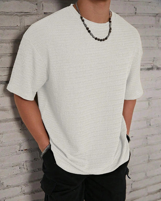 T-Shirt Heren Effen Kleur Ademend Korte Mouw