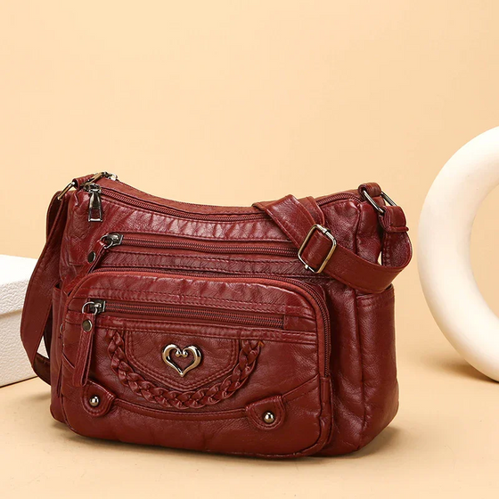 Dames Zachte PU Leder Multi-Zak Crossbody Tas