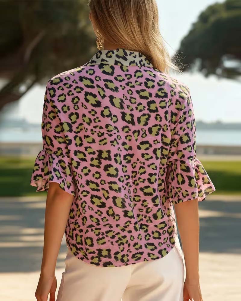 Blouse Luipaardprint Modieuze Reverskraag