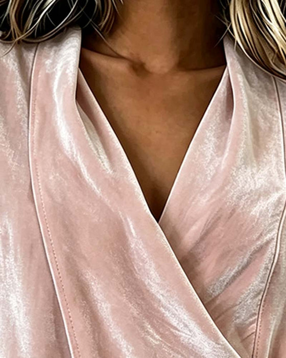 Blouse V-Hals Trekkoord Cross Over Lange Mouw