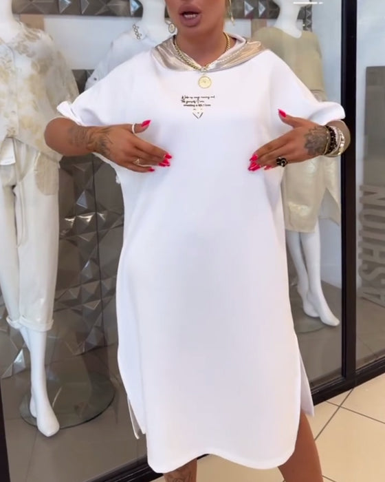 Jurk Capuchon Effen Kleur Losse Split