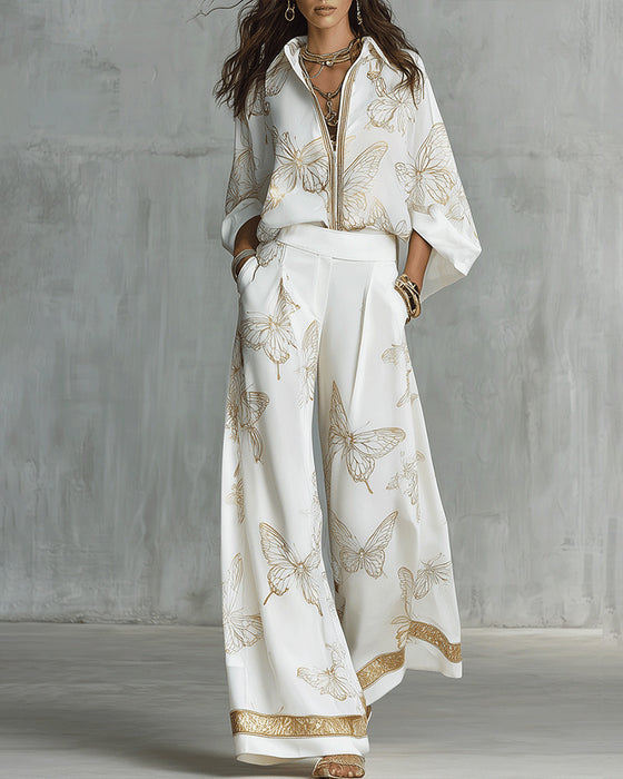 Casual Set Met Vlinderprint Tweedelig