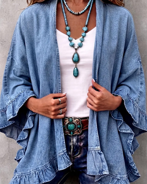 Jas Denim Ruffle Los