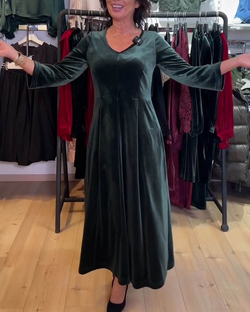 Maxijurk Van Fluweel Met V-Hals