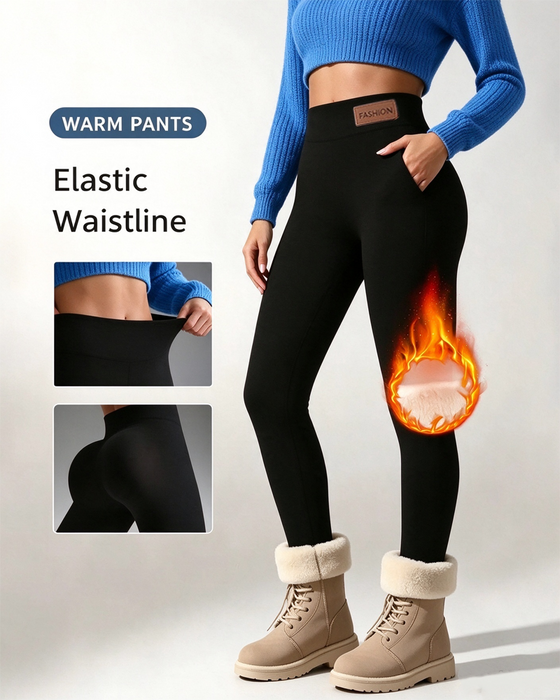 Leggings Fleece-Gevoerd Effen Zak