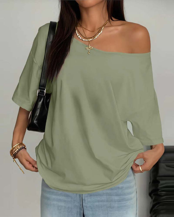 Asymmetrische Schouderloze T-Shirt