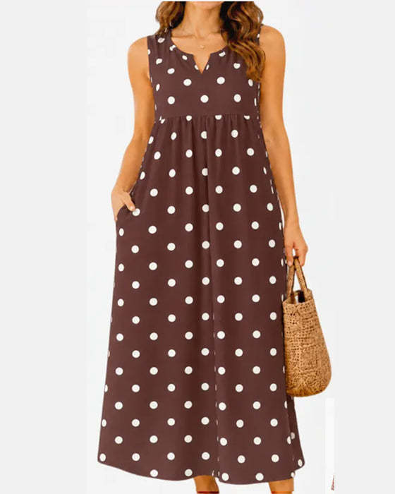 Jurk Hoge Taille Casual Mouwloos